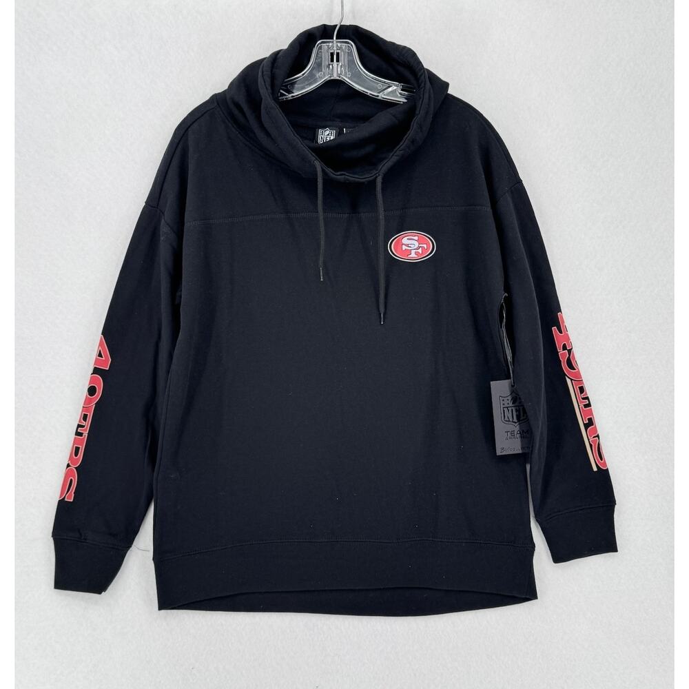 San Francisco 49ers NFL Team Apparel Black Funnel Neck Sweatshirt Sz M NEW